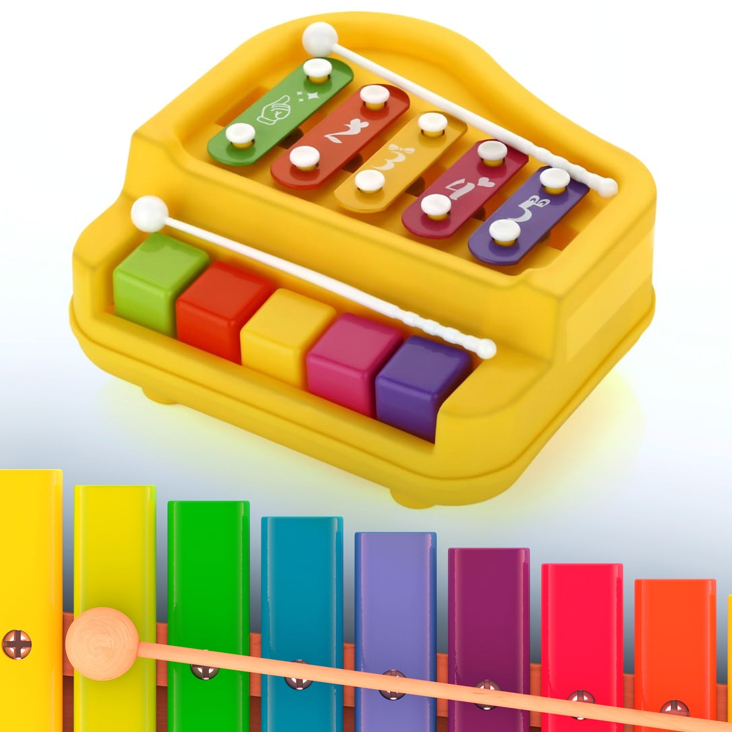 17799 2 in 1 Baby Piano Xylophone Toy for Toddlers, 5 Multicolored Key Keyboard Xylophone Piano, Preschool Educational Musical Learning Instruments Toy for Baby Kids Girls Boys 3+ Years (1 Pc) 17799 2 in 1 Baby Piano Xylophone Toy for Toddlers, 5 Multicolored Key Keyboard Xylophone Piano, Preschool Educational Musical Learning Instruments Toy for Baby Kids Girls Boys 3+ Years (1 Pc)